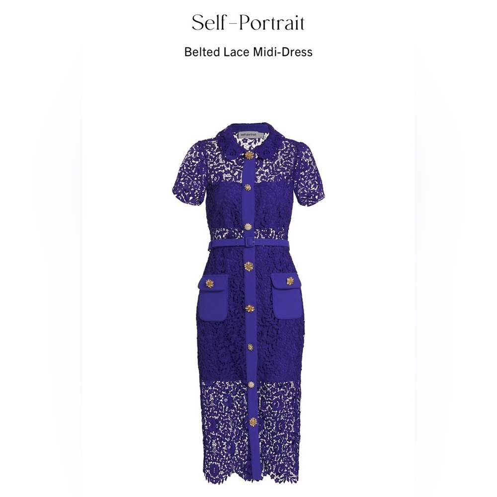 Self-Portait Belted Lace MIDI-Dress SIZE 2